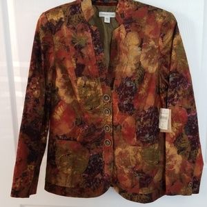 Coldwater Creek Jacket Red Green Fall Colors Sz 8